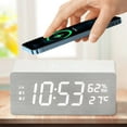 thumbnail image 1 of Fiudx Reloj de Madera con Carga Inalámbrica, Pantalla de Temperatura y Humedad, Luz Nocturna Led y Modo Silencioso, Diseño Inteligente Multifuncional, Carga Rápida, Ideal para Oficina En Casa, Tamaño, 1 of 5
