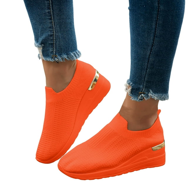 Chaussures de Marche à Enfiler à Talon Compensé Léopard pour Femmes, Confortables, en Maille Tissée Aérée, Plateforme, Mocassins, Espadrilles de Travail