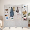 thumbnail image 7 of VINGLI Room Divider Freestanding Gridwall, 4 Panel Folding Display Board Organizer with Base Feet, Decorative Wooden Frame Wire Grid Screens for Craft Shows Events Retail, 7 of 7