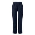 thumbnail image 4 of Summer Pants for Women Solid Trouser Pant Casual Baggy Elastic Waist Trouser Wide Leg Pant With Pocket Fashion Investments Pants for Women S Jogging Size 2x Petite Exercise Yoga Dark Blue S, 4 of 4