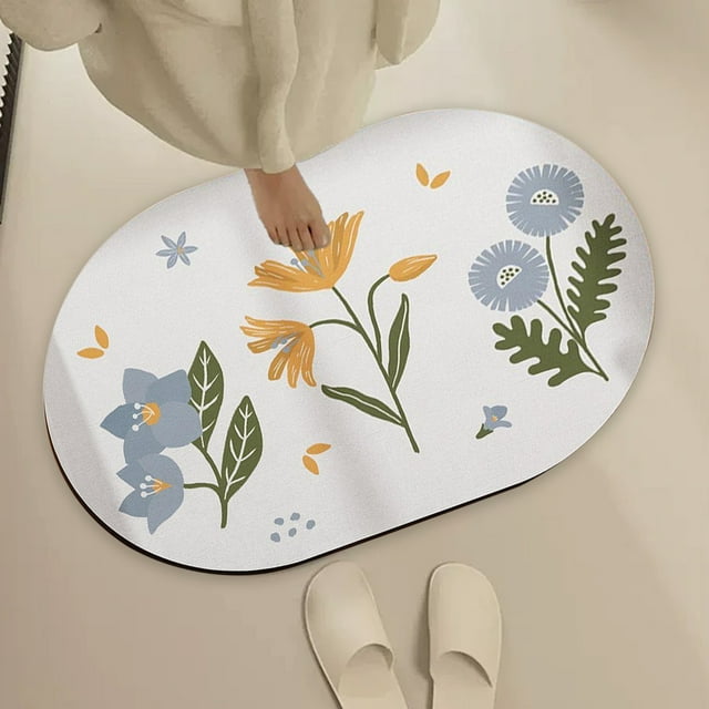 Diatomite Bath Mat | Absorbent Stone Floor Mat | Quick Drying Non Slip Bathroom Mat | Water Absorbing Diatomaceous Earth Rug for Shower, Sink, Vanity, or Kitchen Floor