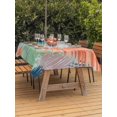 thumbnail image 2 of Outdoor Tablecloth with Umbrella Hole & Zipper, Orange Green Blue Palm Leaves Rectangle Tablecloth 52x70 Inch, Summer Tropical Botanical Patio Table Cover Waterproof Table Cloth for Picnic/Party, 2 of 7