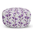 thumbnail image 1 of Art Nouveau Pouf Cover with Zipper, Inspirational Bluebells Botany Bouquet Beauty Essence of Nature Theme, Soft Decorative Fabric Unstuffed Case, 30" W X 17.3" L, Reseda Green Violet, by Ambesonne, 1 of 5