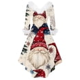 thumbnail image 4 of Christmas Dresses for Women Women's Fashion V-neck Casual Fit Christmas Print Party Long Sleeve Dress with Fur for Festive Occasion,Beige,L, 4 of 5