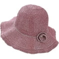 thumbnail image 6 of CoCopeaunts Women Bucket Hat Hollow Out Solid Color Bucket Cap Collapsible Dome Basin Hat with Flower Hatband Ruffled Brim, 6 of 8