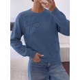 thumbnail image 4 of BTFBM Fall Long Sleeve Sweaters for Women Trendy | Lightweight Knit Sweater, Cute 3D Flower Embroidery Crew Neck Tops,Business Casual,Holiday Winter Clothes, 4 of 8