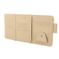 thumbnail image 1 of Administrador de visera para coche, soporte para gafas de sol de PU para visera solar para coche, almacenamiento de accesorios interiores, maletín de viaje con múltiples bolsillos (Beige), 1 of 4