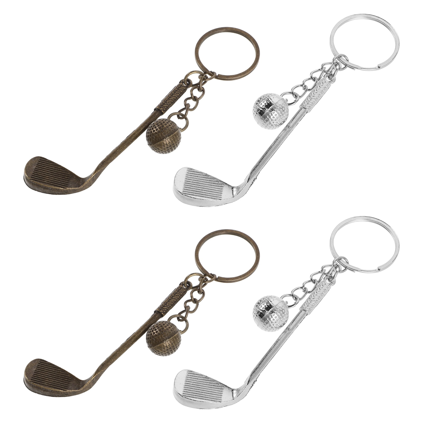 Luxshiny 4Pcs Unique Golf Ball Keychains with Metal Club Charm for Sport Enthusiasts and Decor