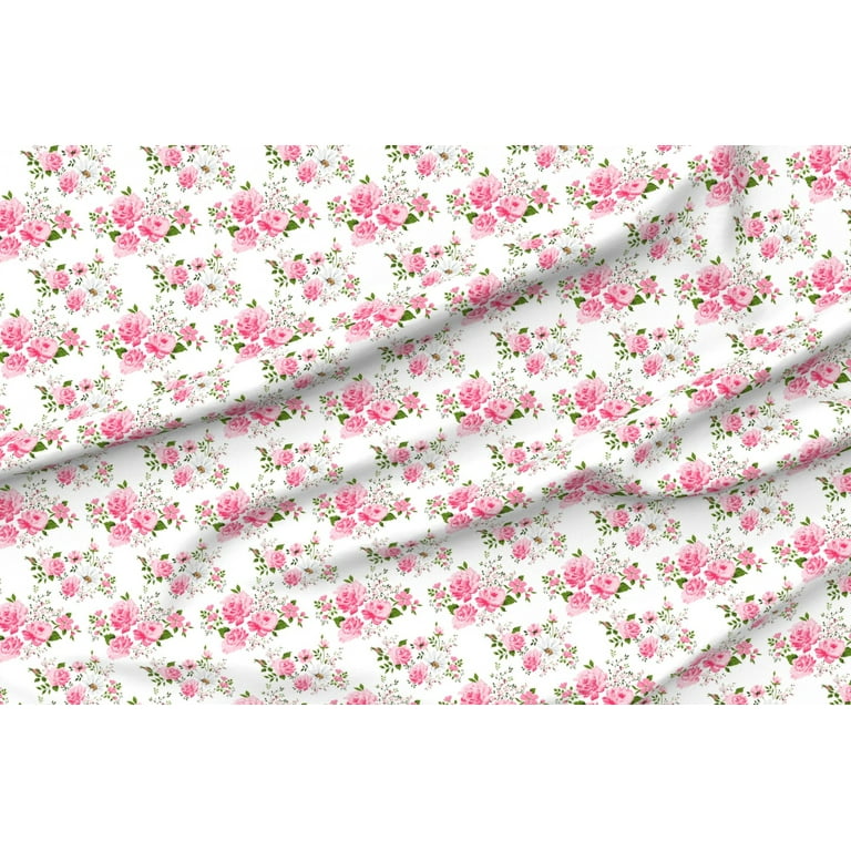  Spoonflower Fabric - Stripe Peony Roses Pink White Shabby Chic  Stripes Green Bee Printed on Petal Signature Cotton Fabric by The Yard -  Sewing Quilting Apparel Crafts Decor