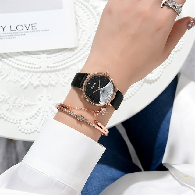 Relojes de pulsera para mujer Qicaihong, el último reloj coreano para mujer, reloj de pulsera de moda con diamantes, reloj de cuarzo, conjunto de reloj de moda