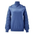 thumbnail image 4 of XIOACHA Womens Sweaters Turtleneck Ribbed Knit Long Sleeves Off Shoulder Knitted Blouses Casual Solid Color Elegant Streetwear Sweater, 4 of 5