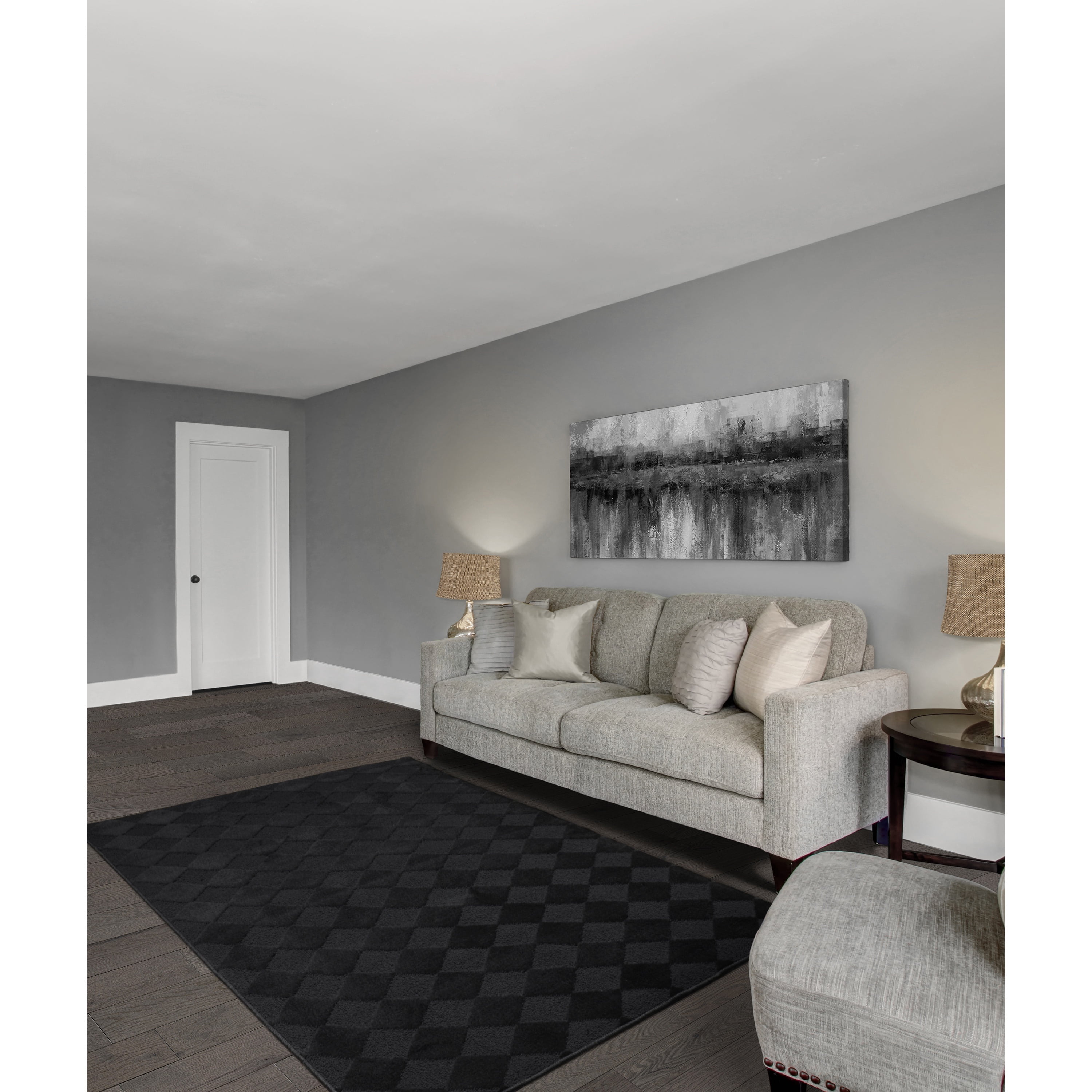 Garland Rug Diamond Polypropylene Black Indoor Area Rug, 5' x 7'