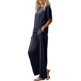 thumbnail image 4 of CQXIDFH Pajamas Set for Women Plus Size Sleepwear Set with Built-in Support Short Sleeve Top with Long Pants Loose Fit Pjs Lounge Set, 4 of 9
