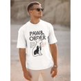 thumbnail image 1 of Men's Black Cotton T-Shirt with PAW & ORDER Dog & Cat Graphic Print - Humorous Pet Lover Design, Casual Crew Neck Short Sleeve, Machine Washable Regular Fit Tee for Casual Attire, 1 of 6