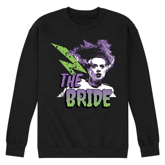 Classic Monsters - The Bride of Frankenstein - Retro Style Lightening Bolt - Men's Crew Neck Fleece Pullover