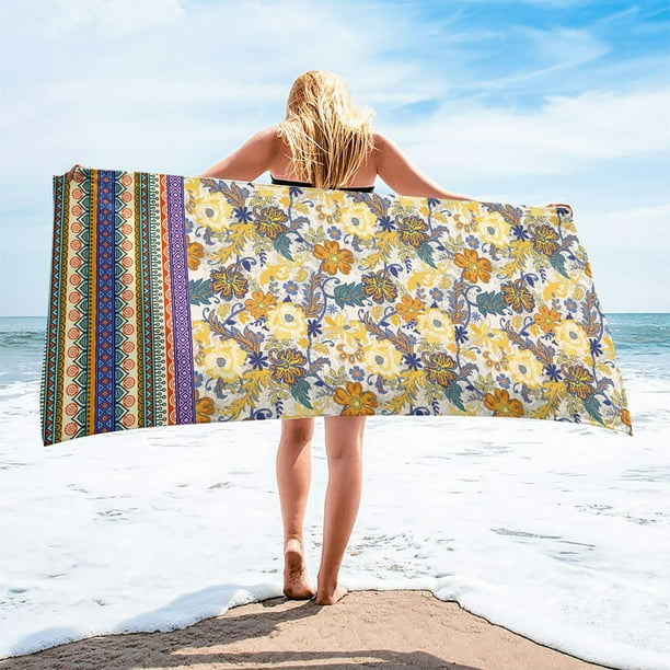 Hot6sl Ofertas Del Día Toalla de Playa de Microfibra, Súper Liviana, Colorida, Toalla de Baño, Manta de Playa a Prueba de Arena, Toalla Multiusos para Viajes, Piscina, 30 X 60 Pulgadas
