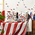 thumbnail image 2 of Sm:)e Flower Stars 4th of July Throw Pillow Cover 18x18 Inch Set of 4, Polyester Patriotic Outdoor Pillow Case for Sofa Couch, 2 of 6