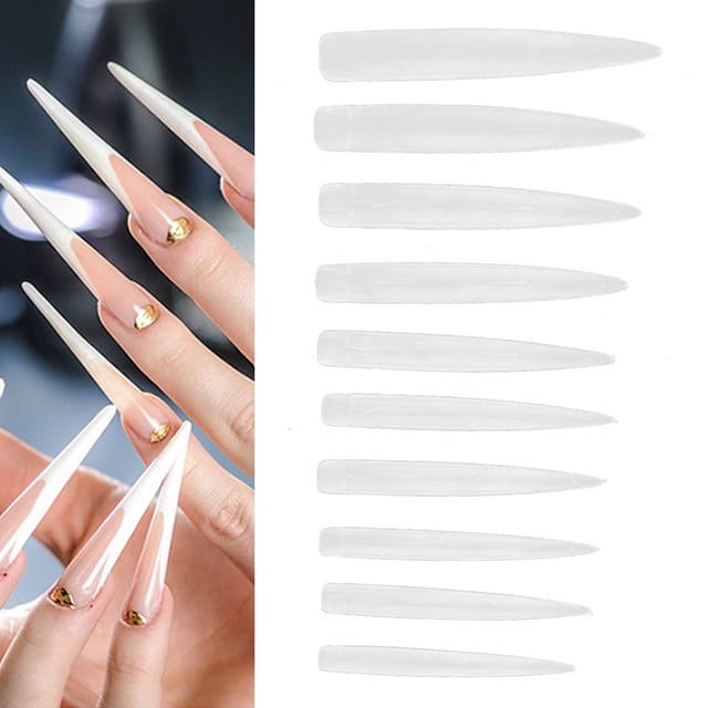 Dioche 10 Piezas de Punta de Uñas de Punta Larga Punta de Uñas Postizas Parche de Uñas Artificiales Punta de Extensión de Uñas Falsas Cubierta Completa Puntas ANGGREK Otros