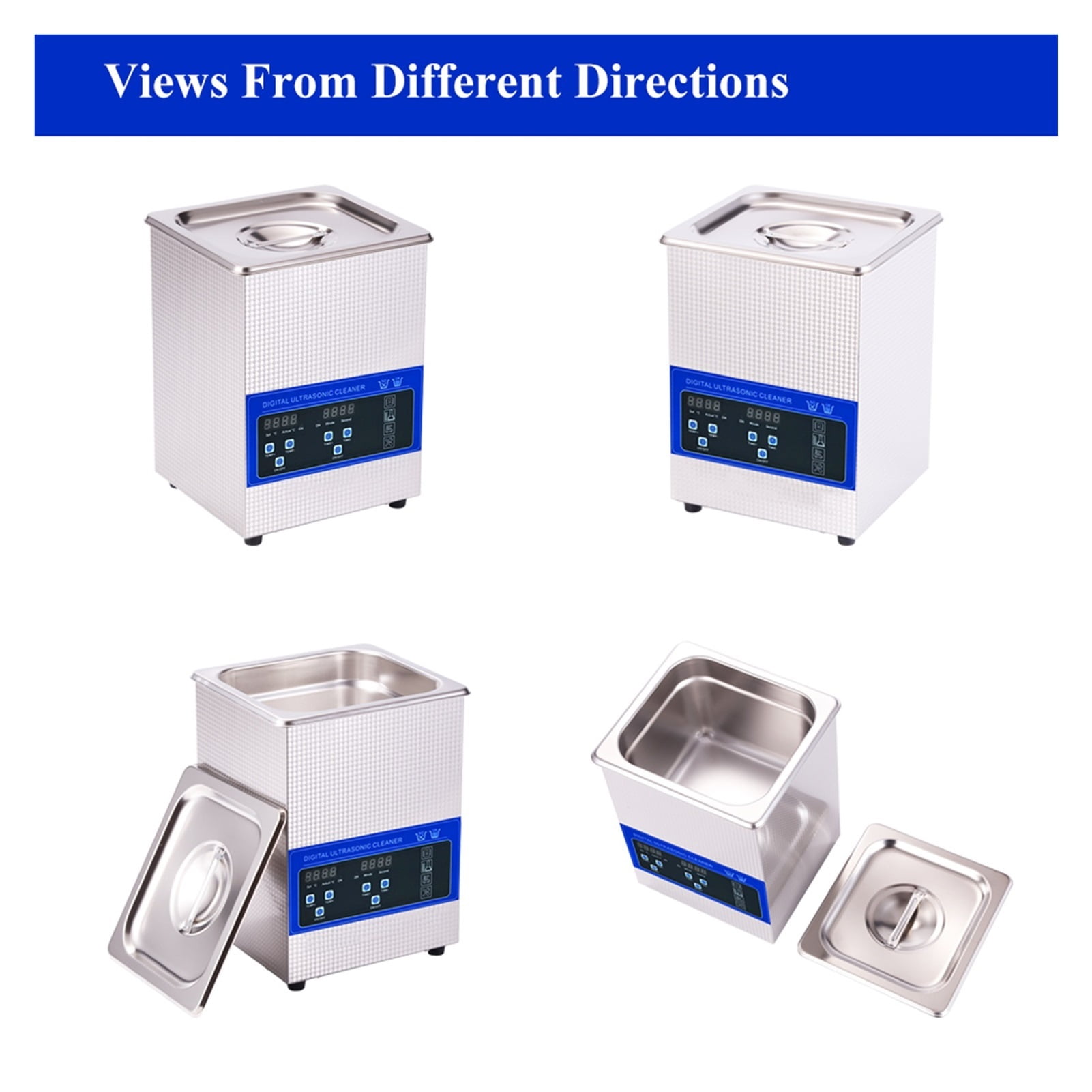 2L Ultrasonic Cleaner Bath Heated Jewelry Glasses Fuel Injector Stones Cutters Dental Razor Ultrasound Sonic Cleaner Degreasing ,Strong Cleaning