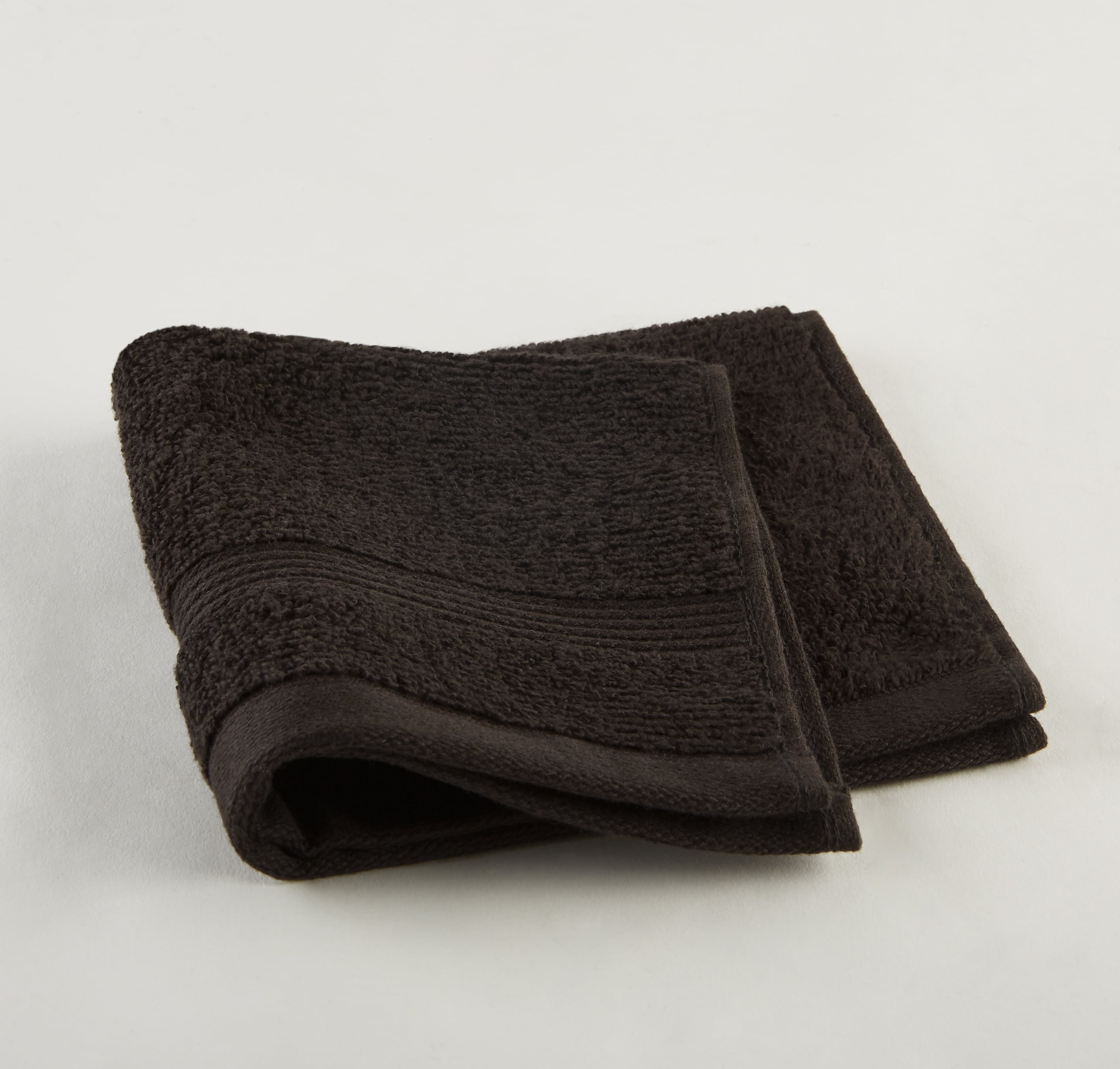 Mainstays Performance Solid Washcloth, 12" x 12", Rich Black