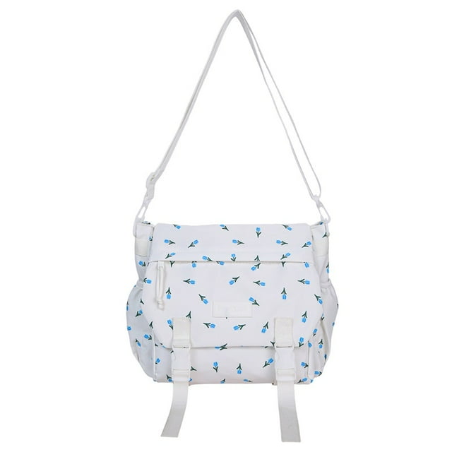 Bandolera de lona de estilo coreano con estampado floral