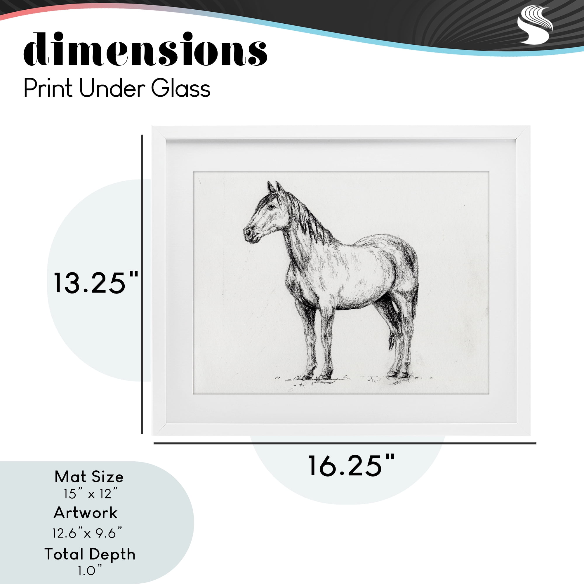Stupell Industries Horse In Charcoal White Framed Print Under Glass, design by Leah Noel Art