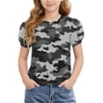 thumbnail image 2 of WRKEKC Girls Short Sleeve Tops Puff Sleeve Floral Print Round Neck Summer Casual Blouse for 4-15 Years, 2 of 8