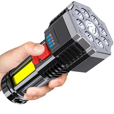Occkic 9 LED Super Bright Flashlight Rechargeable Outdoor Multi-function LED Long-range Spotlight COB Light Suitable for Camping Hiking Night Fishing Hunting