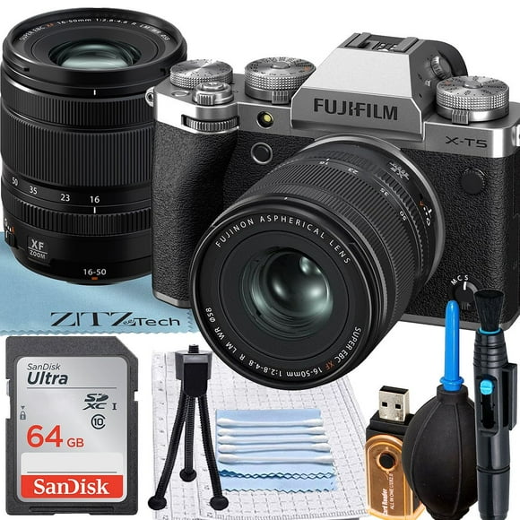 FUJIFILM X-T5 Mirrorless Camera (Silver) with XF 16-50mm Lens + SanDisk 64GB Memory Card + ZeeTech Accessory Bundle