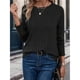thumbnail image 5 of Camisas de Larga para Mujer, Tops de Moda de Otoño, Suéteres Elegantes de Cuello Redondo, Túnicas, Ropa de Invierno, Conjuntos Casuales Negro S, 5 of 8