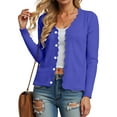 thumbnail image 6 of idosla Womens Cropped Cardigan Knit Shrugs for Dresses Tops V Neck Button Down Cardigans Sweaters (Blue, S), 6 of 9