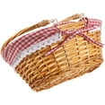 thumbnail image 5 of WHAMVOX Wicker Basket With Handle Picnic With Liner Empty Woven Basket Gardening Harvest Willow Organizer Storage Basket For Fruit Candy Wine Gathering Wedding, 5 of 8