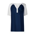 thumbnail image 4 of Yigetop Short Sleeve Henley Shirts for Women, Womens Fashion Short Sleeve Tops Basic Tunic T Shirts Casual Button Down Half Sleeve Blouses Tshirts Shirts for Women Dark Blue L, 4 of 5