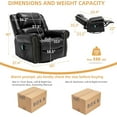 thumbnail image 7 of Manual Massage Recliner with Heating Function, 360° Swivel Glider Rocking Recliner Chair for Living Room, Ergonomic Single Sofa Chair with Remote Control/USB Ports/Side Pockets(Black), 7 of 7