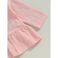 thumbnail image 6 of GXFC Toddler Girls Fall Outfits Clothes 6M 1T 2T 3T Kids Girls Long Sleeve Button Down Ruffle Top and Elastic Waistband Pants and Headband 3 Piece Casual Autumn Clothing for Children Girls, 6 of 8