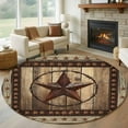 thumbnail image 2 of Western Farmhouse Large Area Rugs for Bedroom Living Room, Soft Non Slip Carpet Bedside Rug, Primitive Rustic Country Retro Texas Star Round Floor Cover Kitchen Accent Rug 7' for Dining Room/Office, 2 of 9