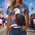 thumbnail image 5 of felwors Women's Patriotic USA Flag & Bald Eagle Fireworks T-Shirt – Short Sleeve Crew Neck Casual 4th of July Tee for Outdoor Gatherings (Blue, M), 5 of 8
