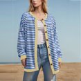 thumbnail image 4 of Diufon Women's Oversized Striped Cardigan Sweatshirts Fall Winter Color Block Long Sleeve Button Down Jackets, 4 of 6