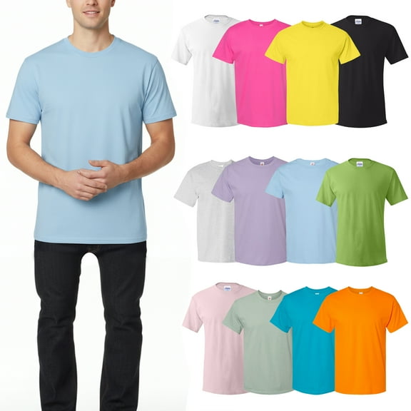 Hanes Essential-T Men Short Sleeve T-Shirt, Crew Neck Assorted Mix Tee, 12 Pack, L