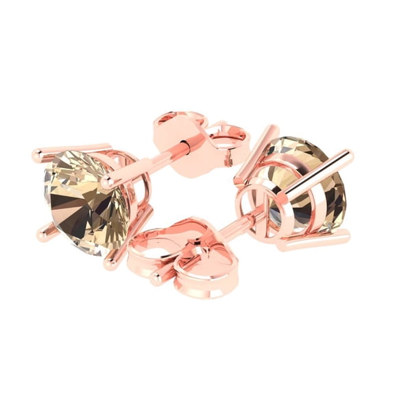 3.0 Ct Round Cut Studs Yellow Moissanite 18K Rose Solid Solid Gold Everyday Dainty Earrings Push Back