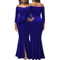 thumbnail image 7 of Bodycon Long Sleeve Dresses for Women Formal Off Shoulder Sexy Split Party Mermaid Dress with Zippe, 7 of 7