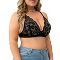 thumbnail image 2 of qolati Lace Bralette Bra for Women Lightweight Wireless Deep V Neck Bralettes Plus Size Non Padded Everyday Bras,Black,XXL, 2 of 9