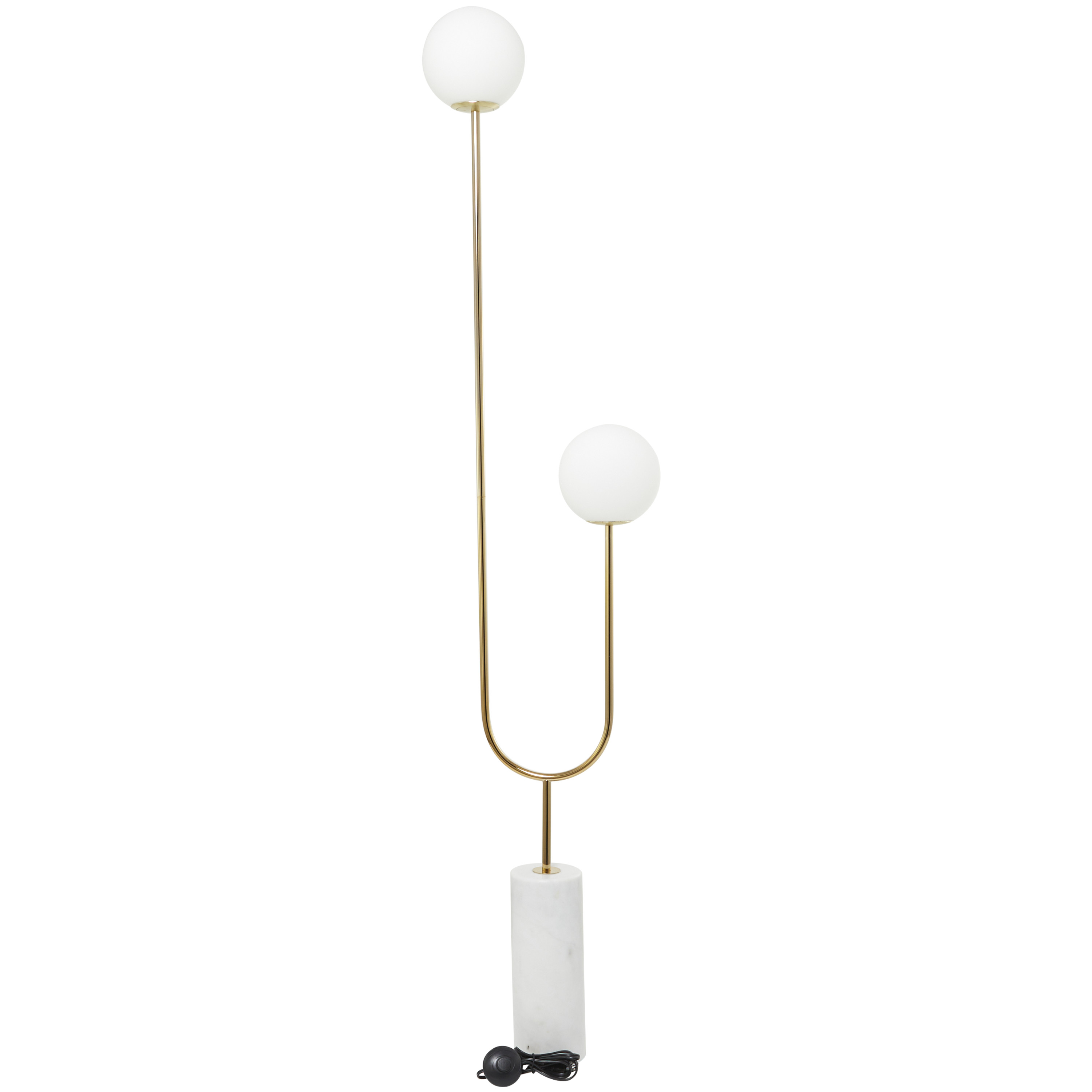 DecMode 73" 2 Light Orb Gold Floor Lamp with White Glass Shade - image 8 of 9