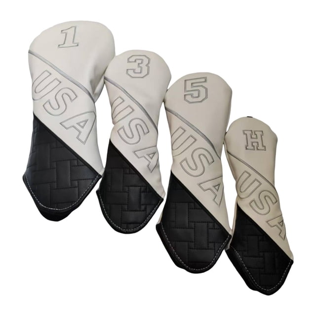 Lipstore 4 Pieces Golf Driver Covers Mallet Putter Covers for Golf Enthusiasts Hybrid White