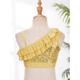 thumbnail image 4 of MSemis Girls Kids Shiny Sequined Dance Crop Top Jazz Modern Dance Top Gold 6, 4 of 6