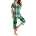 thumbnail image 4 of Tnhcen Women's Capri Pajama Sets Print Sleepwear Short Sleeve Nightwear with Capri Pants Soft Pjs Set Homewear S-3XL, 4 of 6