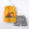 thumbnail image 2 of TOWED22 Toddler Baby Boy Clothes Sleeveless Vest Tank Tops Jogger Shorts Sets 2Pcs Cute Infant Boys Summer Casual Outfits(Light Yellow,18-24M), 2 of 4
