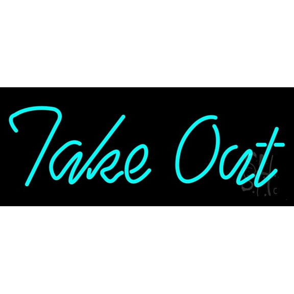 Cursive Take Out LED Neon Sign 10 x 24 - inches, Clear Edge Cut Acrylic Backing, with Dimmer - Bright and Premium built indoor LED Neon Sign for Bar decor.