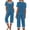 Blue, variant on Big Sales juhao Womens Pajama Sets Leopard Printed V Neck Short Sleeve Sleepwear Top and Capri Pants Pjs Set Comfy 2 Piece Lounge Set with Pockets