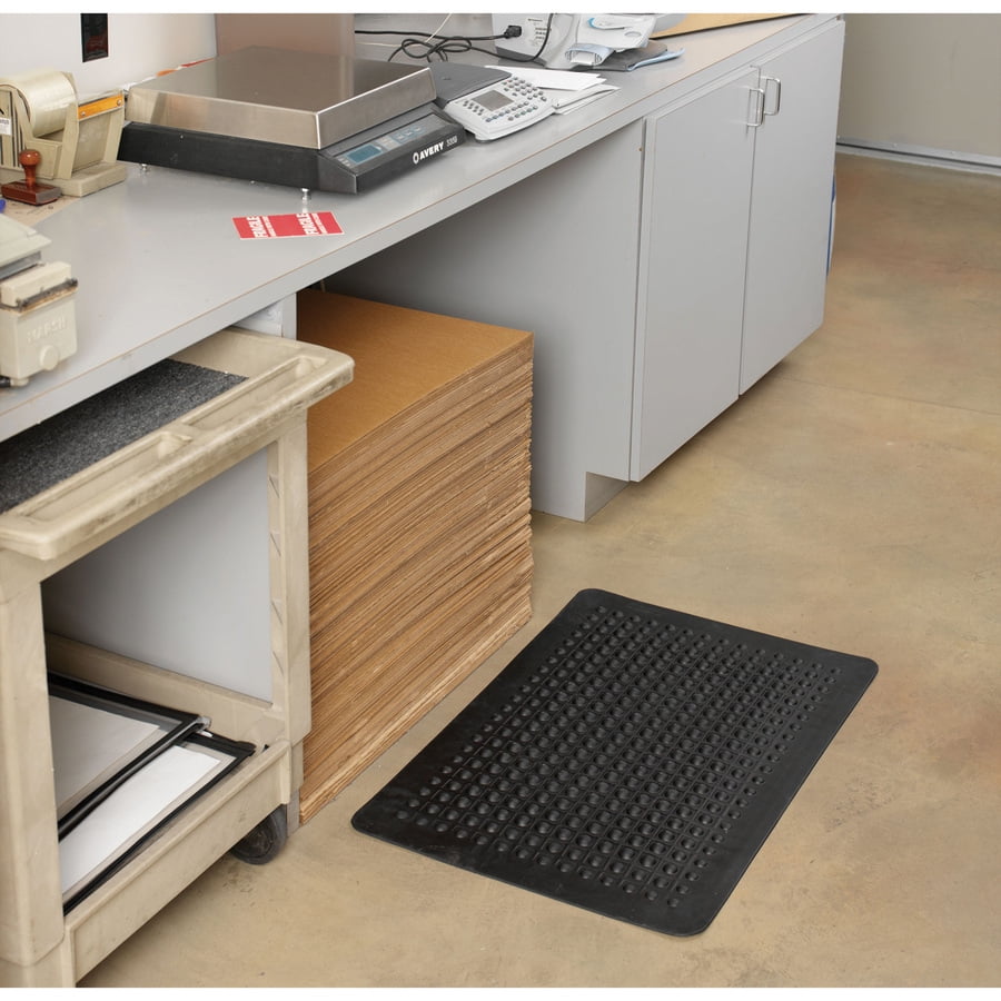 Genuine Joe Flex Step Rubber Anti-fatigue Mats - Warehouse - 60" Length X 36" Width - Rubber - Black